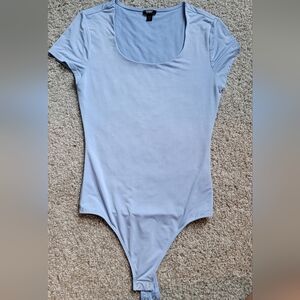 Express Blue Fitted Short Sleeve Bodysuit